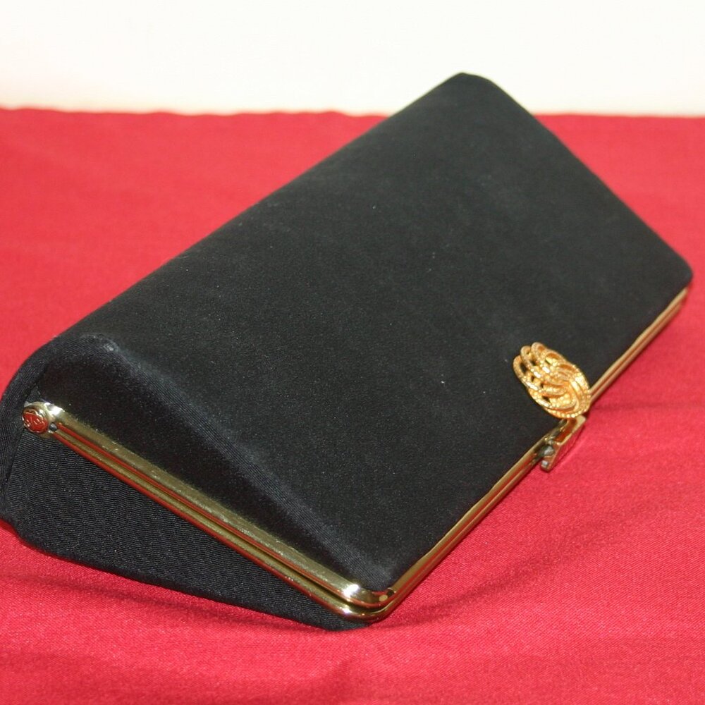Vintage 1960's Harry Levine Black Cloth Clutch B-103